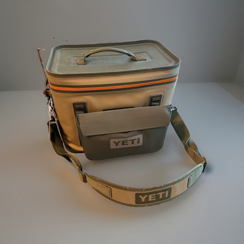 YETI Hopper Flip 18 Soft Cooler with SideKick Dry Case Field Tan Blaze Orange